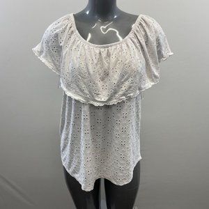 Lily Morgan Women's Off The Shoulder Top Size Medium White Polyester Blend